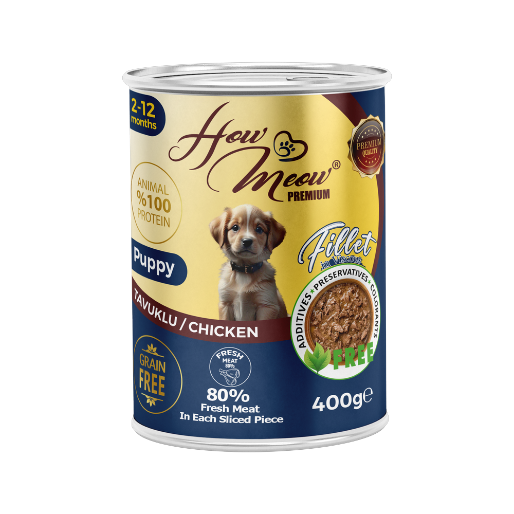 HowMeow Yavru Köpekler için Tavuklu Fillet In Viscous Tam Yaş Mama