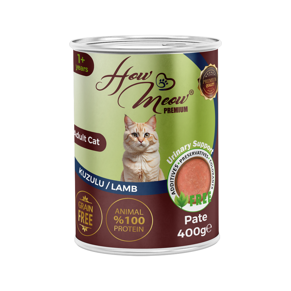 How Meow Yetişkin Kediler için Kuzulu Pate Tam Yaş Mama