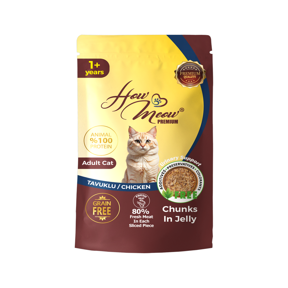 HowMeow Yetişkin Kediler için Tavuklu Chunks In Jelly Pouch Tam Yaş Mama