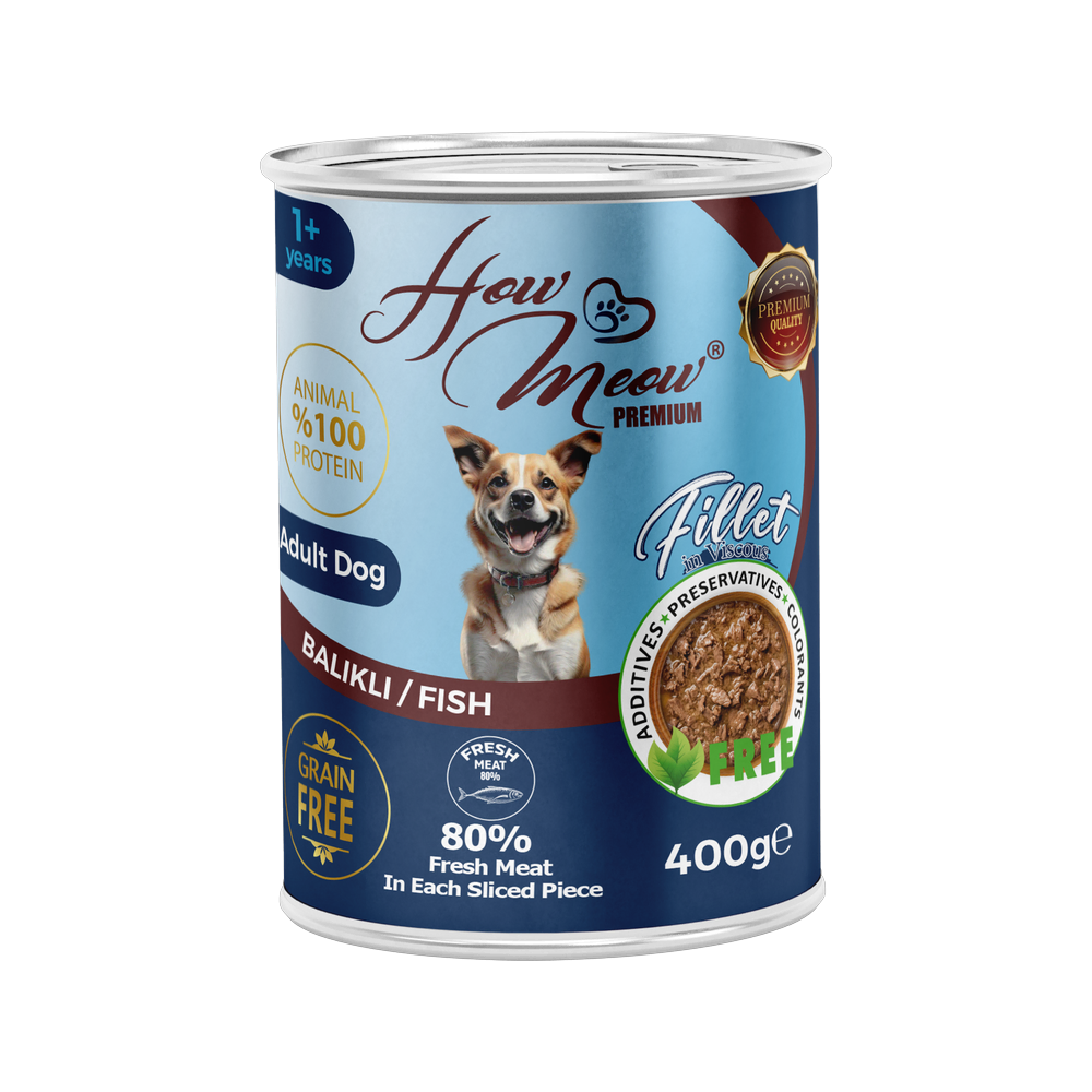 How Meow Yetişkin Köpekler için Balıklı Fillet In Viscous Tam Yaş Mama