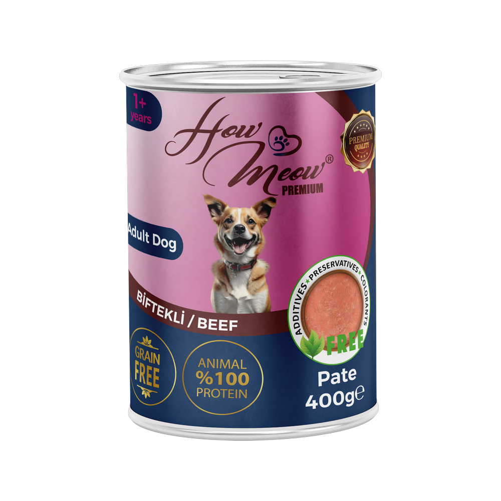 How Meow Yetişkin Köpekler için Biftekli Pate Tam Yaş Mama
